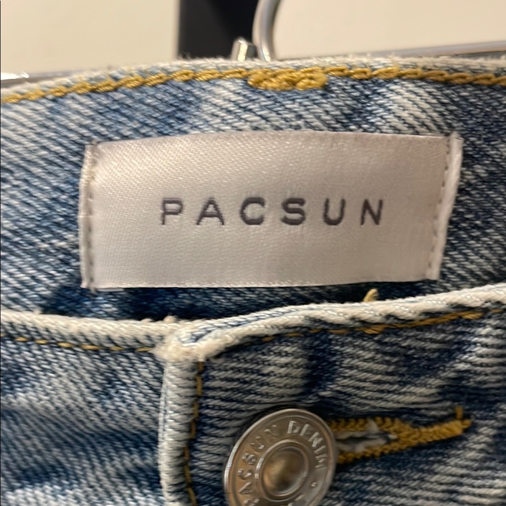 PacSun Blue Straight Leg Distressed Jeans - Picture 2 of 6
